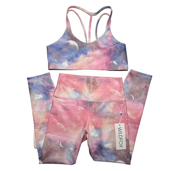 Wildfox Pants - Wildfox Cosmic Cloudy Wash Leggings and Strappy Sports Bra Matching Set